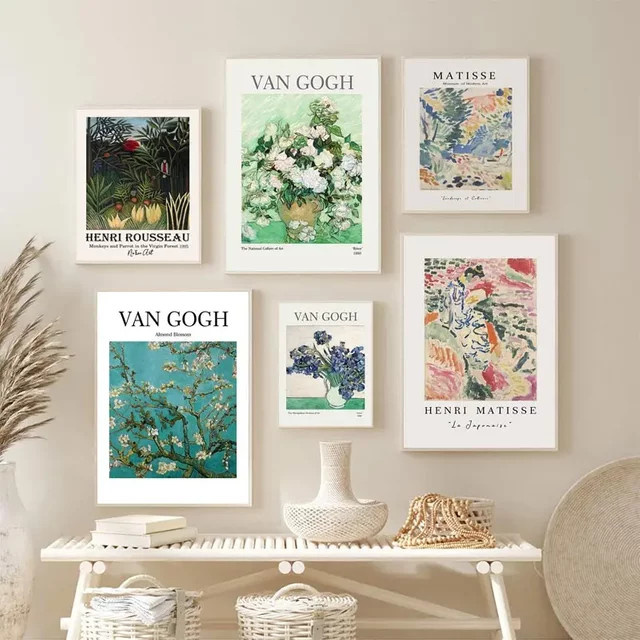 Potdemiel Wandkunst Leinwandmalerei Vintage Floral Poster mit Blumen in Mehrfarbig - Bild 1