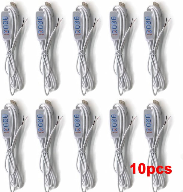 10 Stück JCD USB Dimmer-Controller 5V Schwarz mit 1,5m Kabel zur Steuerung von LED-Streifen und Lampen - Bild 1