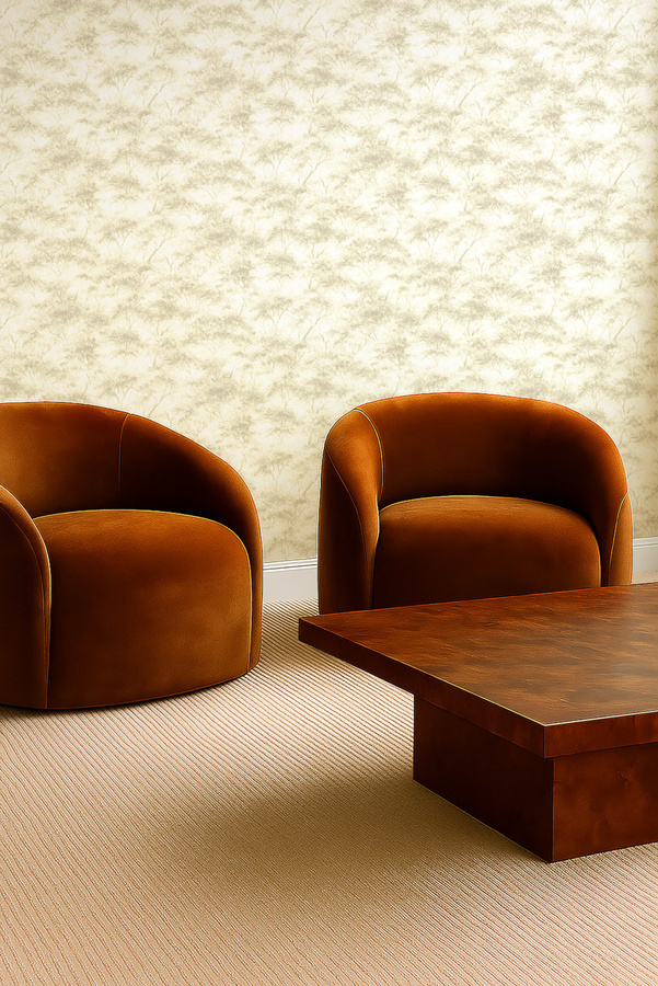 Clarke & Clarke Tapete Boschetto Savannah in Beige mit floralem Naturmotiv als Vlies-Tapete - Bild 1