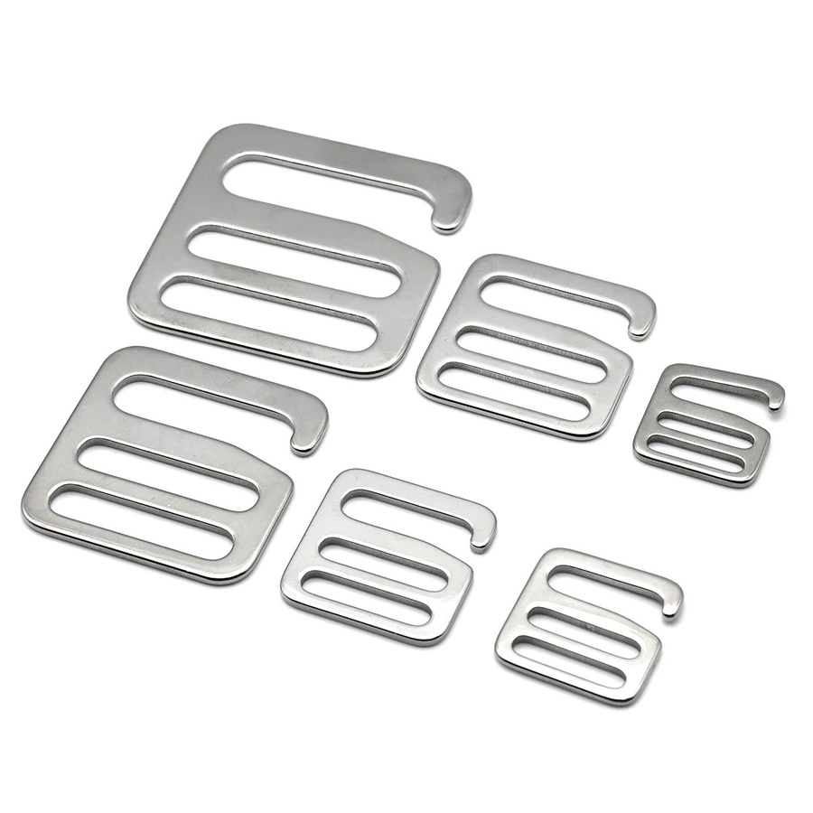 CLOXY Edelstahl-Einsteller mit quadratischer Schnalle und 6-förmigem Hakenverschluss in Silber für dein DIY-Lederhandwerk und Gurtband-Zubehör - Bild 2
