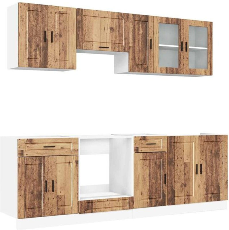 8-tlg. Küchenschrank-Set Kalmar in Braun im Landhaus-Stil von vidaxl - Bild 1