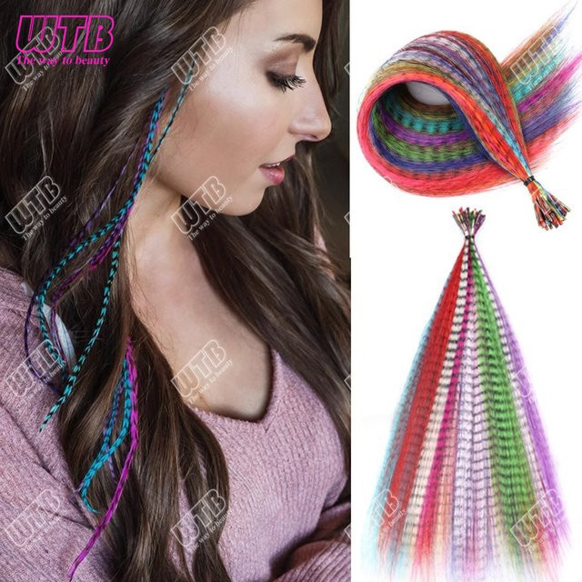 WTB Haar-Feder-Extensions, synthetisch, Zebra, 40,6 cm - Bild 1