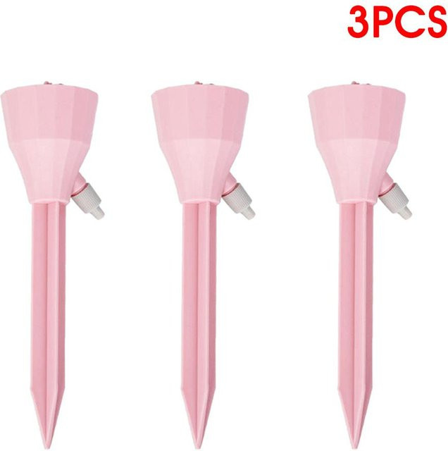 3-teiliges verstellbares Tropfbewässerungssystem von Lucky Black Cat mit Flow Control für Topfpflanzen in Rosa, Grün und Beige - Bild 1