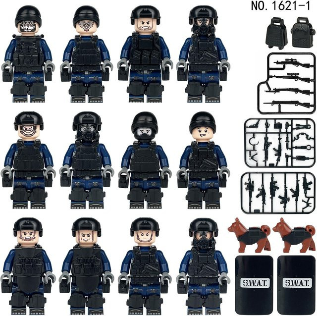 Fun Building Blocks Anti-terror-Blau SWAT Kleine Partikel, 12-teiliges Set, ab 6 Jahren - Bild 1