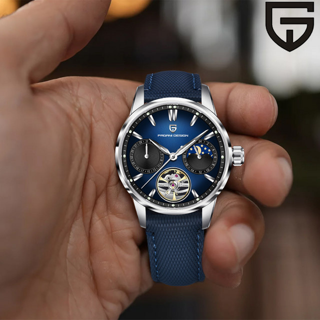 Pagani Design Armbanduhr, Automatik, Edelstahl, 41 mm, Herren, Blau - Bild 1