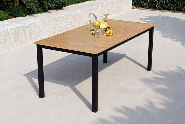 Villana Tasmania Esstisch aus Aluminium und Eukalyptus-Holz, anthrazit/naturbelassen, B/T: 180 x 90 cm - Bild 1