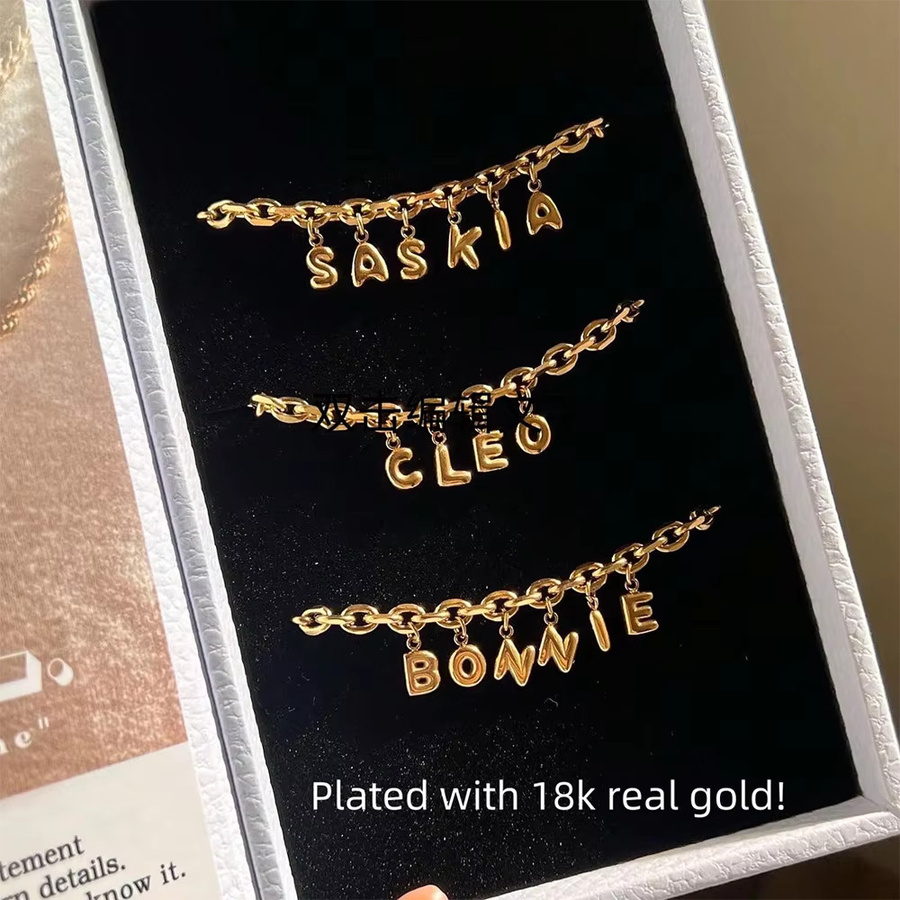 Namenskette Edelstahl, Gold, Damen - Bild 2