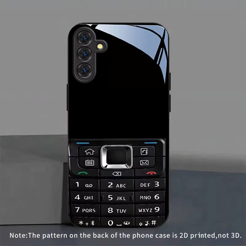 Sturzsichere Glas-Handyhülle mit Retro-Knopfmuster in Schwarz für Samsung Galaxy S26 S25 S24 S22 S21 S20 FE Ultra Plus 5G - Bild 3