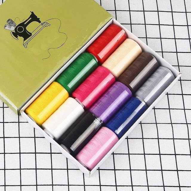 Nähgarn-Set mit 12 farbigen Polyester-Nähgarnen in einer Box für Handnähen und Stickerei, Multicolour - Bild 1