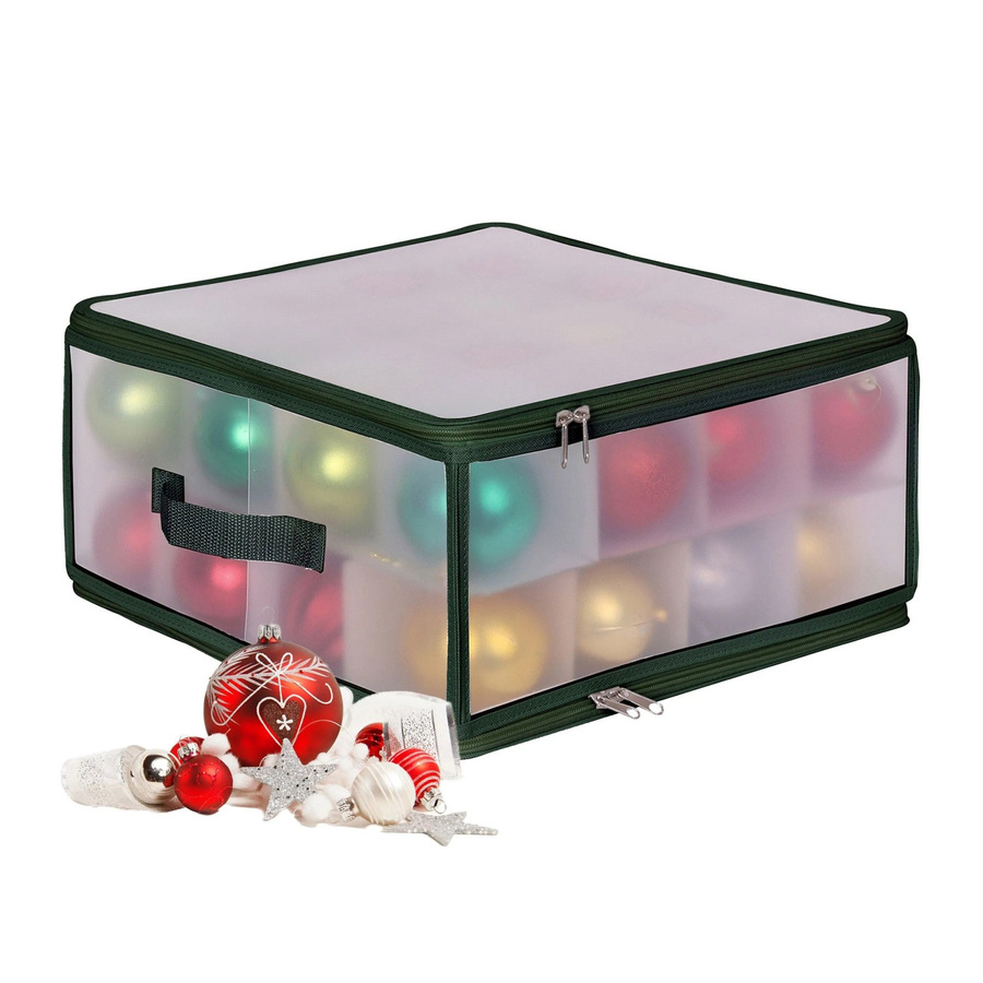 Relaxdays Weihnachtskugel Aufbewahrungsbox aus Kunststoff in Grün und Transparent, B/T/H: 36 x 36 x 36 cm - Bild 2