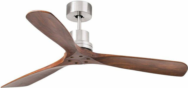 FARO Barcelona LANTAU L Deckenventilator mit DC-Motor in Braun und Mattnickel, Höhe: 33 cm - Bild 1