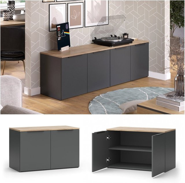 Vicco Wohnwand Wido in Anthrazit und Eiche, 2-teiliges Set für dein Wohnzimmer - Bild 1