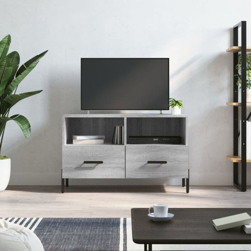 VIDAXL TV-Schrank Modern in Grau aus Holzwerkstoff und Metall, B/T/H: 80 x 36 x 50 cm - Bild 1