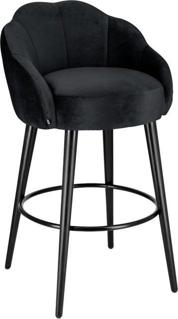 VEGA Barstuhl Malea in Schwarz mit Samtstoff und Buchenbeinen, B/T/H: 57 x 53 x 99 cm - Bild 1