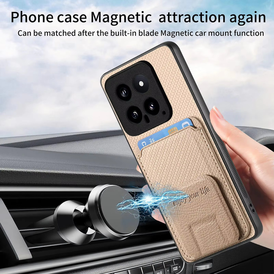 Klappbare Karten-Schutzhülle mit Kickstand für Xiaomi Redmi Note 10 11S 12 13 Pro Plus 14 Lite 12T 13T und POCO X5 X6 F5 in Braun - Bild 2