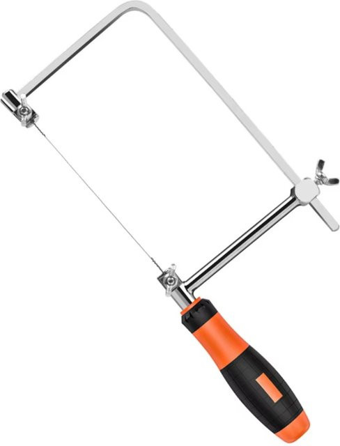Skeyo Einstellbarer Sägebogen in U-Form mit 5 Sägeblättern für Holzbearbeitung und Schmuckhandwerk, Silber - Bild 1