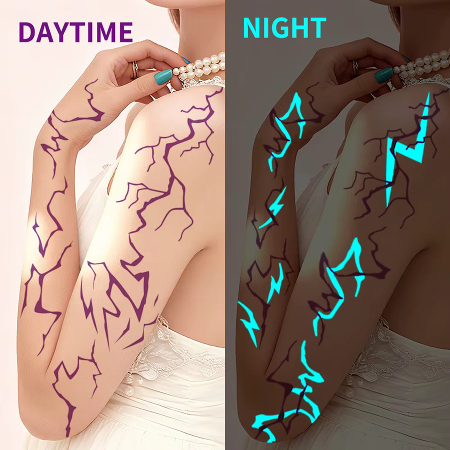 ROCOOART Gothic-Tattoos, blaue Blitz- und Ader-Körperkunst, 4-Blatt - Bild 1