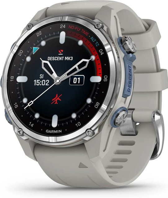 Garmin Smartwatch Descent MK3, Edelstahl, 43 mm, Schwarz, Herren - Bild 1