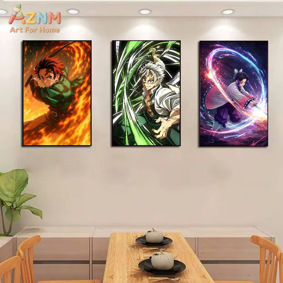 AZNM Demon Slayer Hashira & Tanjiro Anime-Leinwandgemälde, Wandkunst Poster in Mehrfarbig - Bild 4