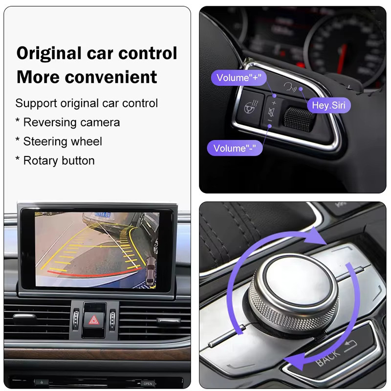 WRWD Drahtloses CarPlay und Android Auto Interface für Audi A6L und A7 (2012-2015) mit 8 Zoll Original Display Upgrade in Schwarz - Bild 3