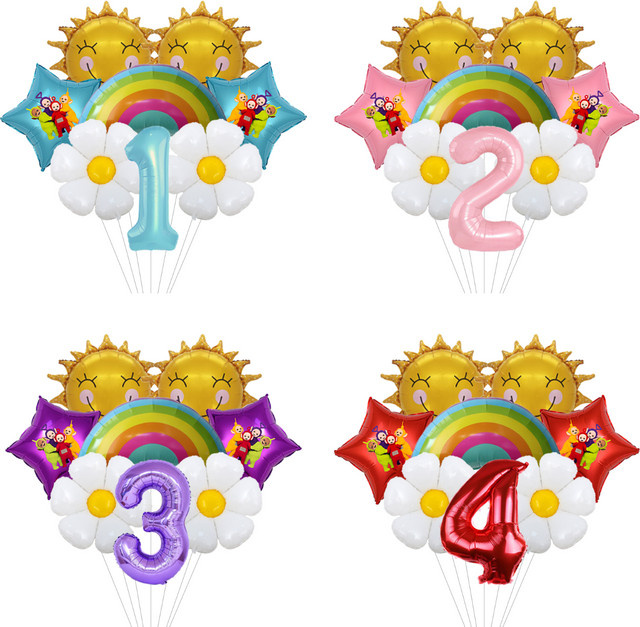 Teletubbies Ballon-Set für Babyparty und Neugeborenen-Willkommensparty mit Folienfiguren und Latex-Luftballons in Multicolour - Bild 1