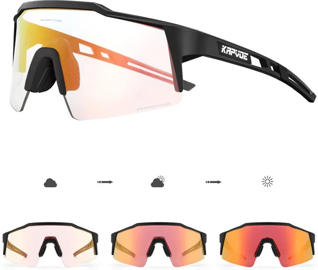 Kapvoe Sonnenbrille, Sportsonnenbrille, Rot, Photochromatisch, Kunststoff - Bild 1