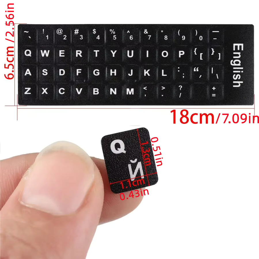 Selbstklebende Tastaturaufkleber im englischen Layout für Desktop-Computer und Laptops, matte Tastenkappen-Abdeckung in Schwarz oder Weiß - Bild 2