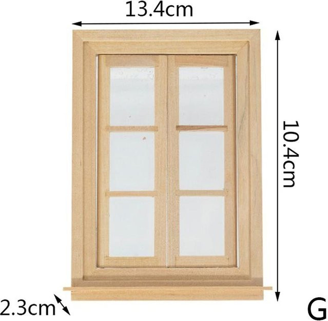 Hibiscusa Puppenhaus Diy Mini Tür- und Fenstermaterial Modellzubehör, Holz - Bild 1
