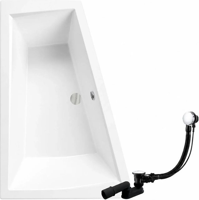 KOLMAN Eckbadewanne KODI in Weiß, linksseitig mit Kopfstütze, Ablauf und Füßen, B/T: 170 x 125 cm - Bild 1