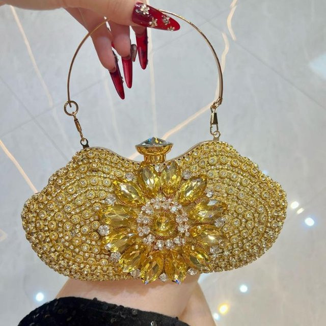 VIA ROMA Handtasche, strassbesetzt, Diamanten, gold, Damen - Bild 1