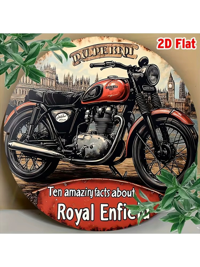 Potdemiel Vintage-Schild Fahrrad Design, rundes Aluminium-Wandschild, Rot, Durchmesser: 20 cm - Bild 5