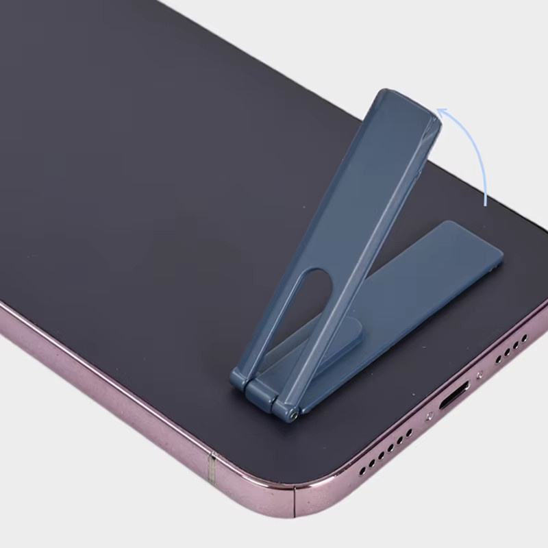 QGhappy Ultradünner Desktop-Telefonhalter aus Legierung in Blau, zusammenklappbare Smartphone-Halterung mit Rückenaufkleber für alle Handys - Bild 4