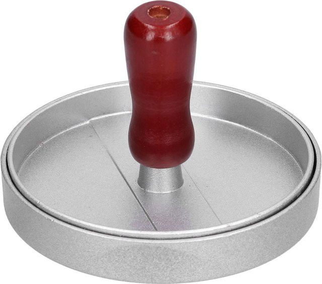 TOMTOP JMS Hamburgerpresse aus Metall und Holz mit Antihaftbeschichtung in Braun und Silber, runde Burger Maker Form mit rutschfester Basis - Bild 1