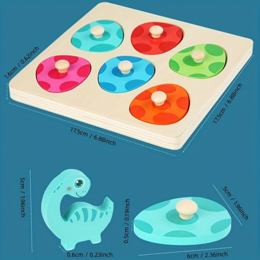 Fashnics 3D Holz-Dinosaurier-Puzzles mit Eiern, Bunt, 0-3J - Bild 2