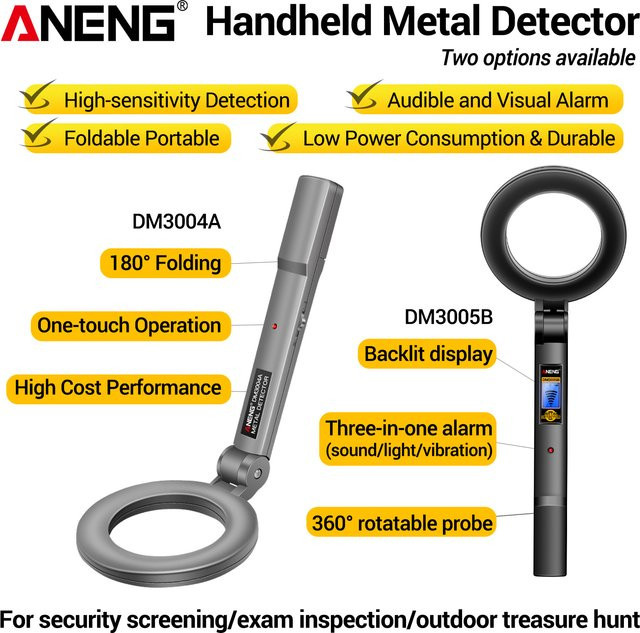 ANENG Handgehaltener Metalldetektor DM3005B/DM3004A mit Dualmodus-Alarm für Sicherheitskontrollen und Schatzsuche - Bild 1