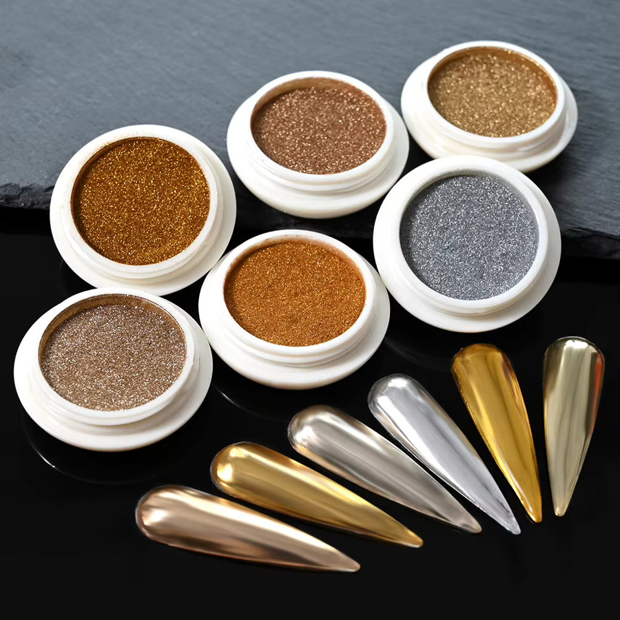 MingLee Nageldekorations-Puder, Metallic, Gold-Silber, 6-teilig - Bild 3