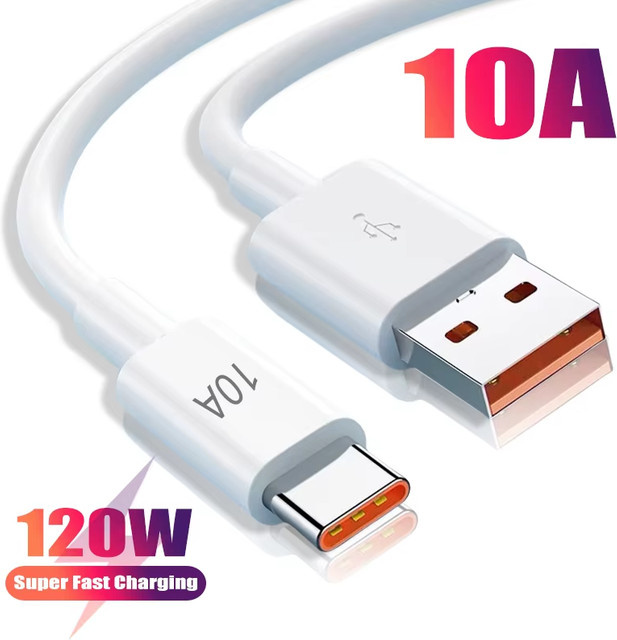 USB C Schnelllade-Datenkabel 120 W 10 A Typ C Ladekabel in Weiß für Samsung Xiaomi Huawei OPPO - Bild 1