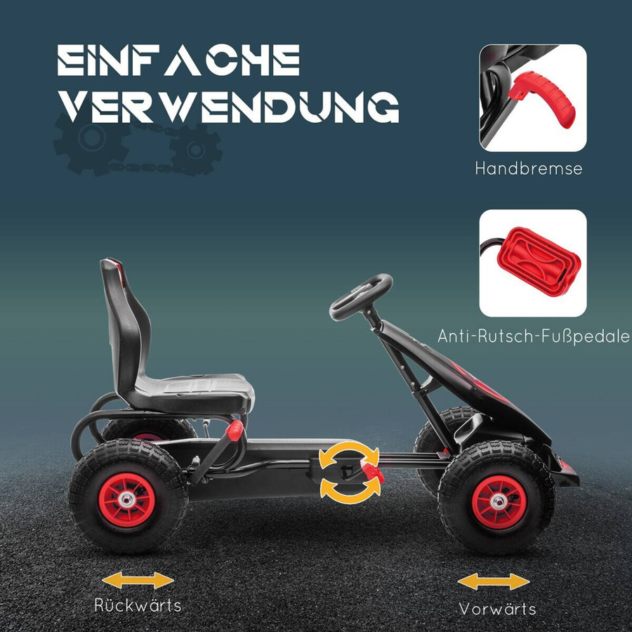 HOMCOM Gokart Kinderfahrzeug mit verstellbarem Sitz und Gummireifen - Bild 2
