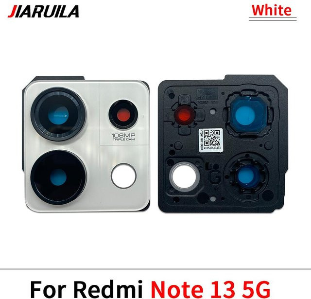 Xiaomi Rückkamera Glaslinsenabdeckung mit Rahmenhalter für Redmi Note 12 13 Pro Plus 5G 4G Note 13 5G in Weiß - Bild 1