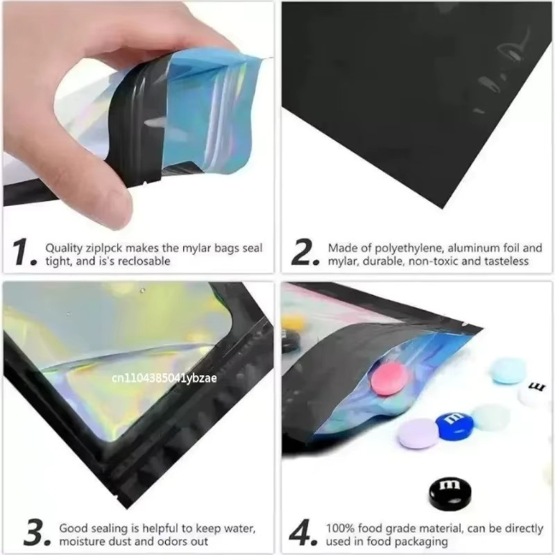 Holographische Laser Zip-Lock Beutel aus Kunststoff für Schmuck und DIY in Multicolor und Weiß - Bild 1