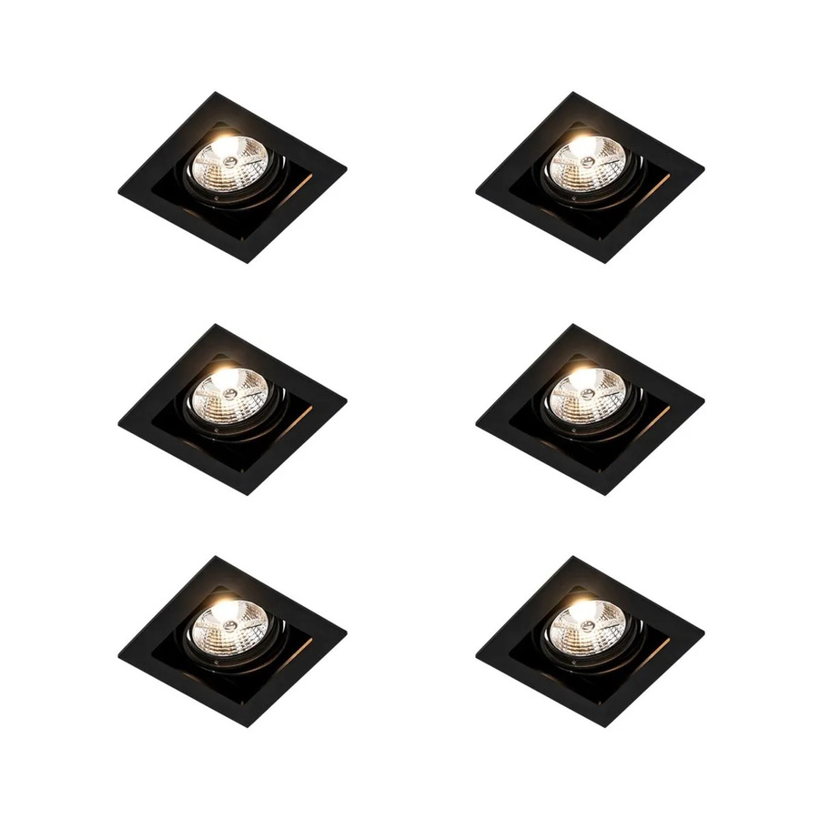 QAZQA Artemis 70 Set mit 6 quadratischen Einbaustrahlern in Schwarz, verstellbar und dimmbar, GU10 - Bild 2
