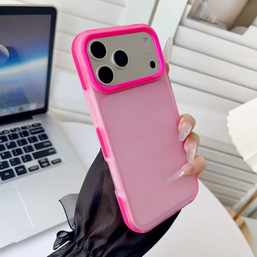 Stoßfeste TPU-Telefonhülle von szHAIyu für iPhone 11 bis iPhone 17 Pro Max mit mattem, durchscheinendem Design und buntem Rand in Multicolor und Orange - Bild 1