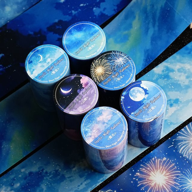 JIANQI Washi Tape Himmel Wolken Landschaft Blau für Scrapbooking und DIY Collage, Breite: 6 cm, Länge: 200 cm - Bild 1