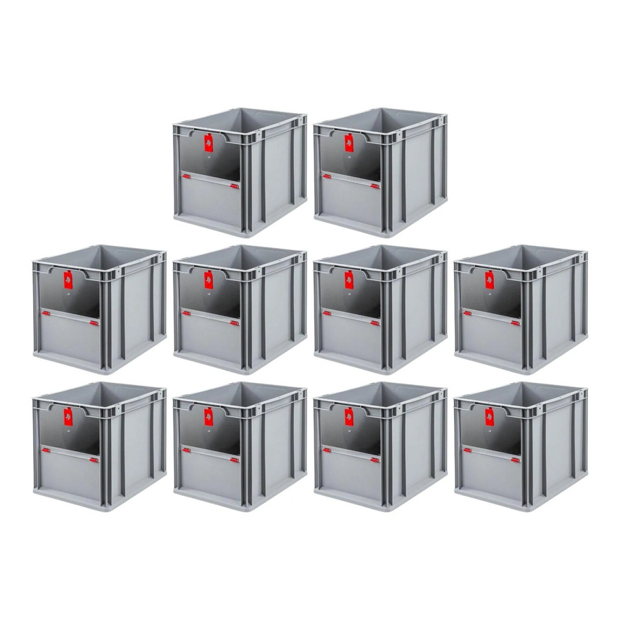 PROREGAL SparSet 10x Eurobox NextGen Insight Cover Rot mit verstärkten Wänden, H x B x T: 32 x 30 x 40 cm - Bild 2