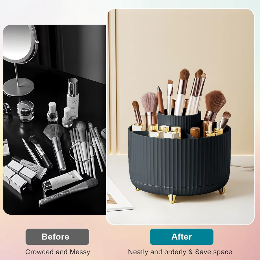 RUNTOIN 360 Grad rotierender Make-up-Organizer mit 5 Fächern in Schwarz - Bild 3