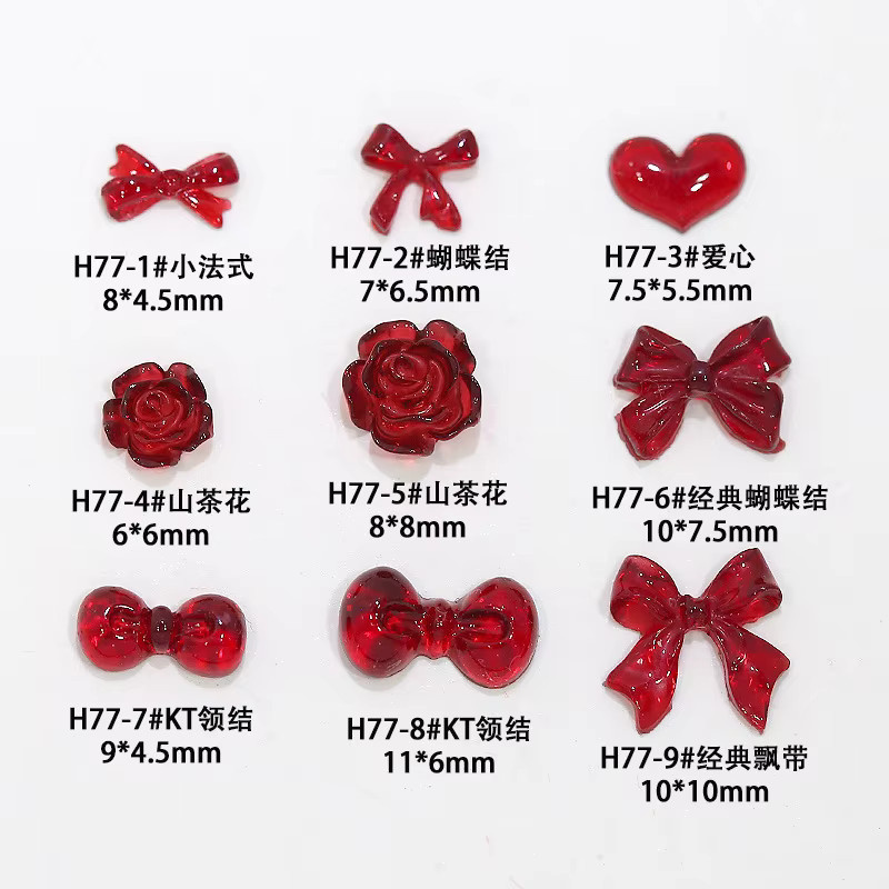 NAILFYOU Nail Art Zubehör, Rote Schleifen, 50 Stück, Glänzend - Bild 5