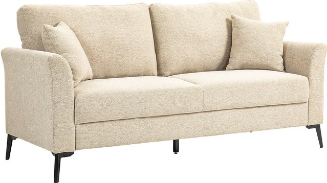 HOMCOM 2 Sitzer Sofa in Beige mit Leinenoptik und Metallbeinen, gepolstertes Doppelsofa für Wohnzimmer und Schlafzimmer, B/T/H: 179 x 80 x 89 cm - Bild 1