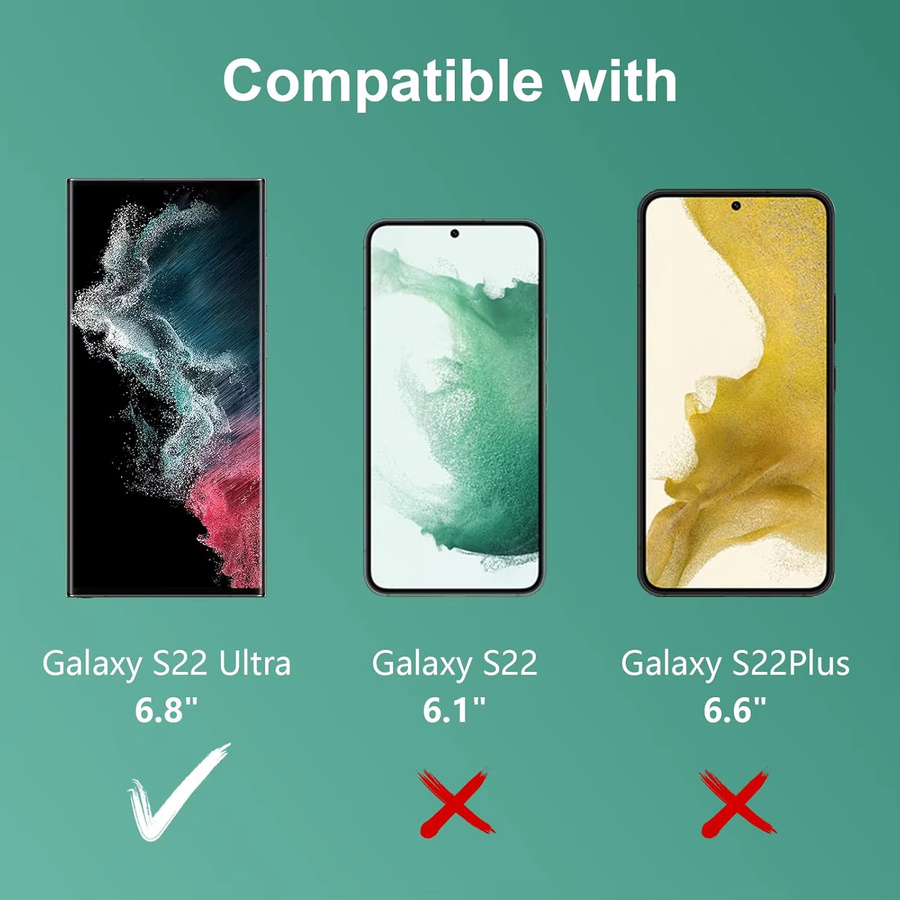 Displayschutzfolie aus gehärtetem Glas für Samsung Galaxy S22 Ultra, transparent, 1/4 Stück - Bild 2