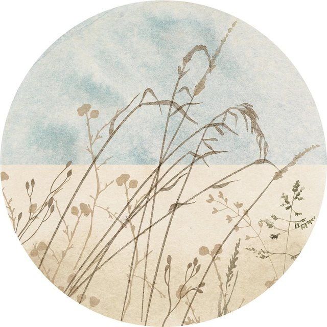 Komar Vliesfototapete Dot Gazon floral blau selbstklebend Durchmesser: 125 cm - Bild 1