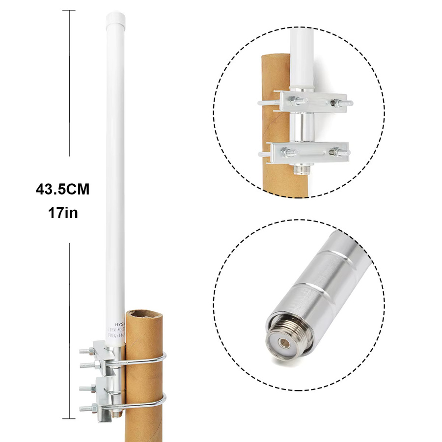 YNIBST UHF 400–470 MHz Glasfaserantenne GMRS Basisantenne mit Bodenflugzeug-Kit für Amateurfunk-Repeater und mobile Transceiver in Weiß - Bild 2
